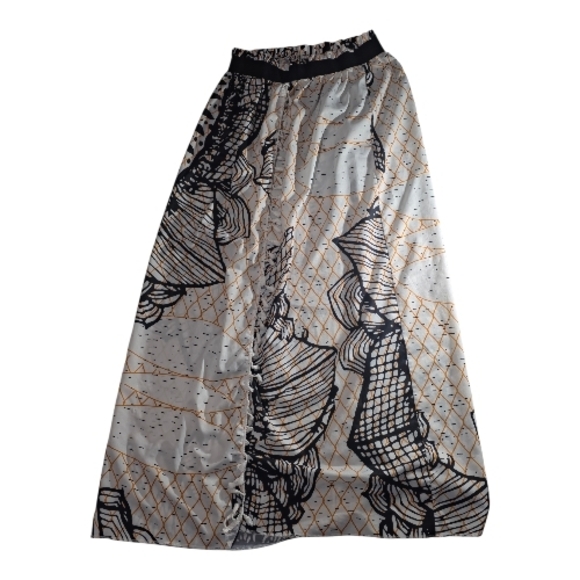 Dresses & Skirts - Boho Abstract Print Midi Skirt Tassel Trim Elastic Waist Size Large